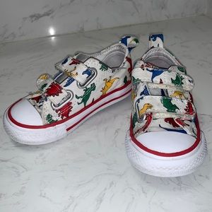 Dinosaur Converse. Low Top. Velcro straps. Toddler size US 6.